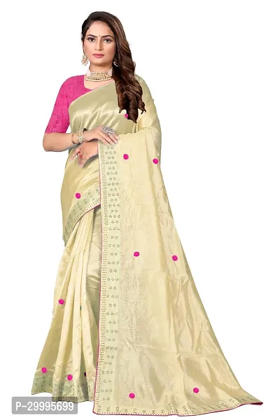 Stylish Cream Zoya Silk Saree With Blouse Piece For Women-thumb0