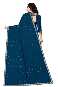 Stylish Blue Vichitra Silk Saree With Blouse Piece For Women-thumb2