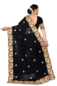 Stylish Black Georgette Saree With Blouse Piece For Women-thumb2