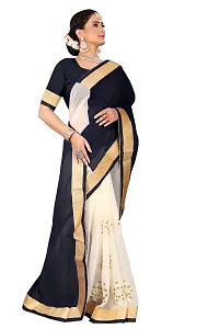 Stylish Black Georgette Saree With Blouse Piece For Women-thumb1