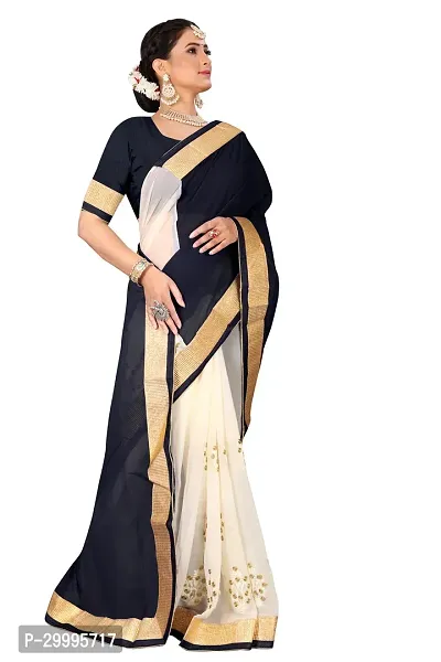 Stylish Black Georgette Saree With Blouse Piece For Women-thumb2