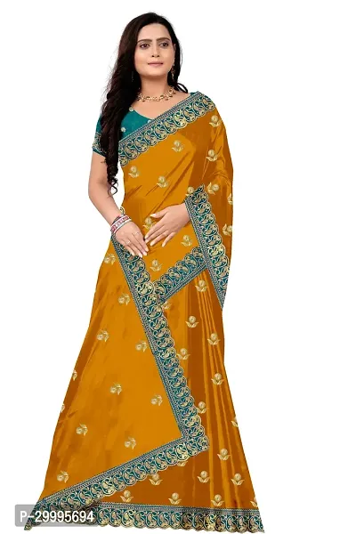 Stylish Mustard Dola Silk Saree With Blouse Piece For Women-thumb2