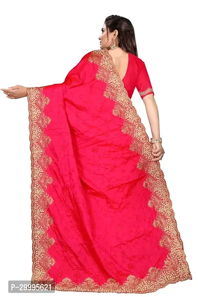 Stylish Pink Art Silk Saree With Blouse Piece For Women-thumb3