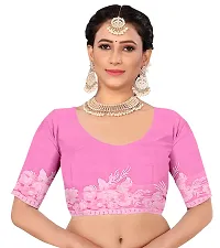 Stylish Pink Net Saree With Blouse Piece For Women-thumb2