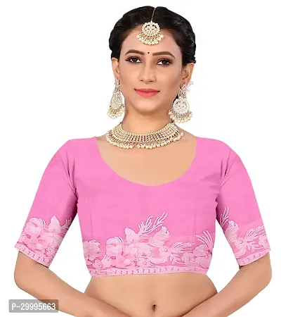 Stylish Pink Net Saree With Blouse Piece For Women-thumb3