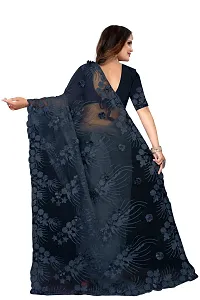 Stylish Black Net Saree With Blouse Piece For Women-thumb2