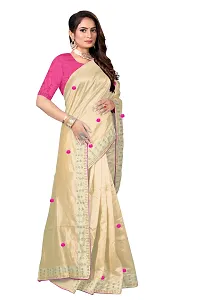 Stylish Cream Zoya Silk Saree With Blouse Piece For Women-thumb1