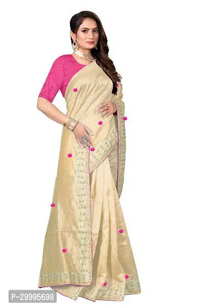 Stylish Cream Zoya Silk Saree With Blouse Piece For Women-thumb2