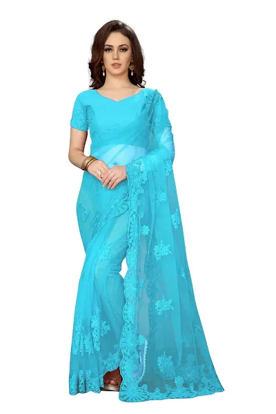 Stylish Net Saree With Blouse Piece For Women