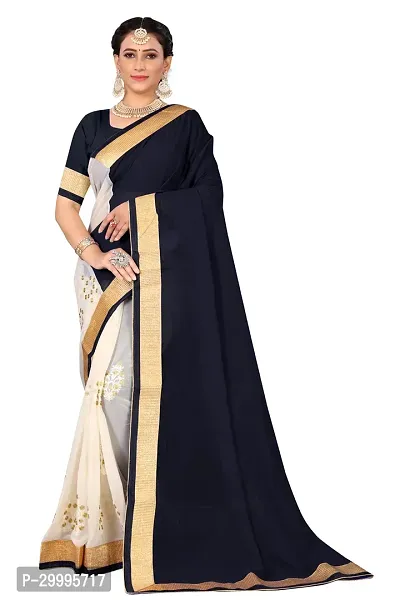 Stylish Black Georgette Saree With Blouse Piece For Women