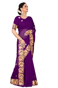 Stylish Wine Georgette Saree With Blouse Piece For Women-thumb1