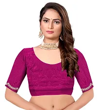 Stylish Pink Net Saree With Blouse Piece For Women-thumb3