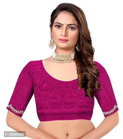 Stylish Pink Net Saree With Blouse Piece For Women-thumb4