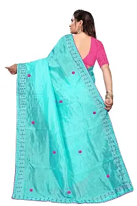 Stylish Turquoise Zoya Silk Saree With Blouse Piece For Women-thumb2