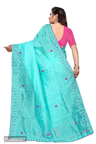 Stylish Turquoise Zoya Silk Saree With Blouse Piece For Women-thumb3