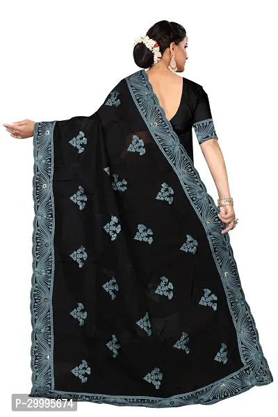 Stylish Grey Organza Saree With Blouse Piece For Women-thumb3