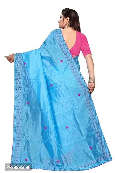 Stylish Sky Blue Zoya Silk Saree With Blouse Piece For Women-thumb3