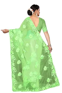 Stylish Light Green Net Saree With Blouse Piece For Women-thumb2