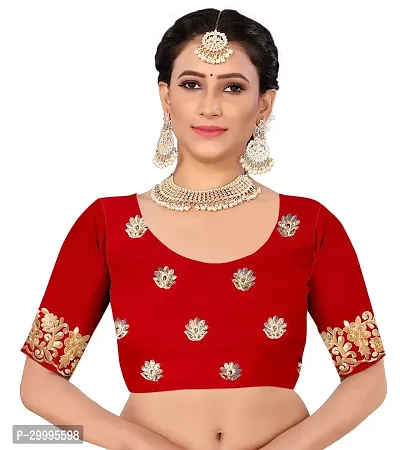 Stylish Red Georgette Saree With Blouse Piece For Women-thumb4