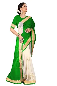 Stylish Green Georgette Saree With Blouse Piece For Women-thumb1