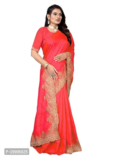 Stylish Red Art Silk Saree With Blouse Piece For Women-thumb2