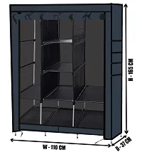 Konline 3-Door Foldable Wardrobe, 8 Storage Racks, (Plastic,Fabric) (Black)-thumb3
