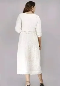 Stylish White Cotton Anarkali Style Long Gown Kurta-thumb1