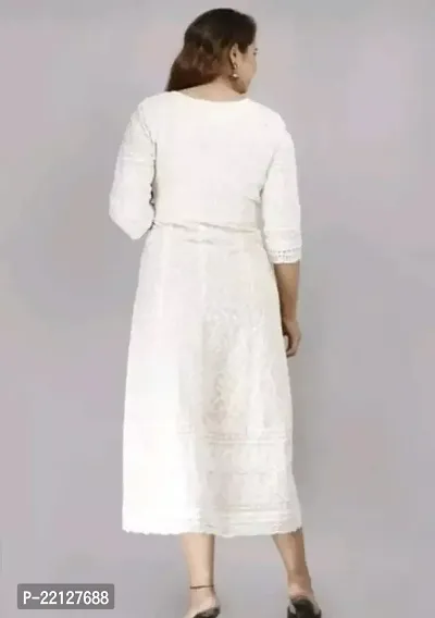 Stylish White Cotton Anarkali Style Long Gown Kurta-thumb2