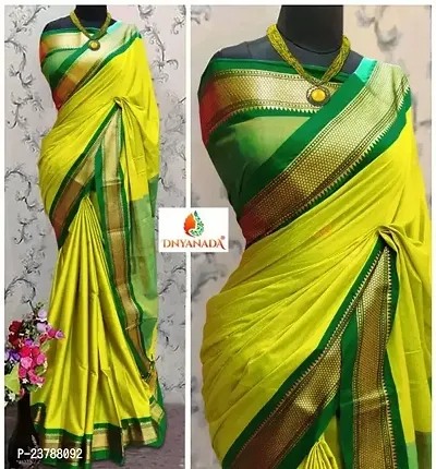 Stylish Women Cotton Silk Saree with Blouse Piece