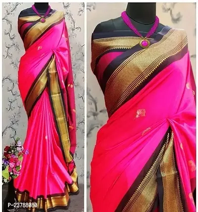 Stylish Women Cotton Silk Saree with Blouse Piece-thumb0