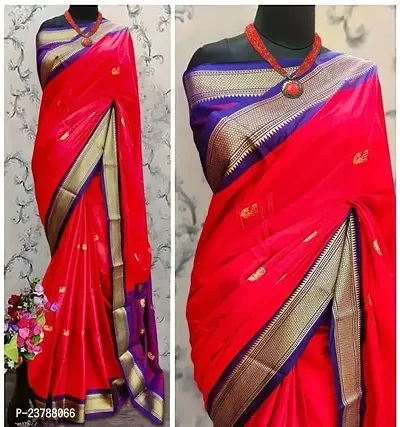 Stylish Women Cotton Silk Saree with Blouse Piece-thumb0