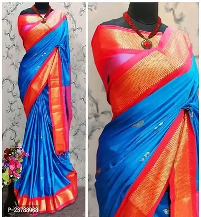 Stylish Women Cotton Silk Saree with Blouse Piece