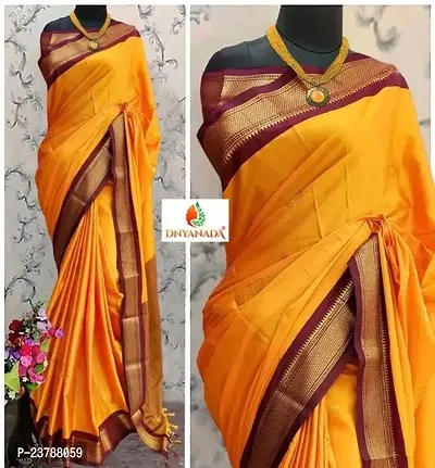 Stylish Women Cotton Silk Saree with Blouse Piece-thumb0