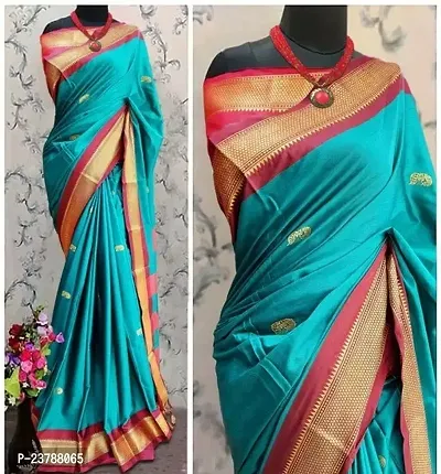 Stylish Women Cotton Silk Saree with Blouse Piece-thumb0