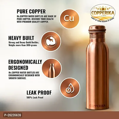 Copperika Pure Copper Water Bottle (700ml - Pack of 2) With Ayurvedic  Other Health Benefits | 100% Leak Proof | BPA Free | Heavy Build | For Home, Office, Travel  Kids-thumb2