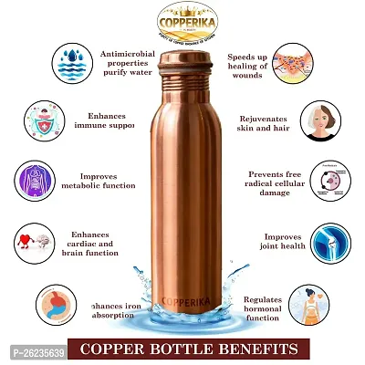 Copperika Pure Copper Water Bottle (700ml - Pack of 2) With Ayurvedic  Other Health Benefits | 100% Leak Proof | BPA Free | Heavy Build | For Home, Office, Travel  Kids-thumb4
