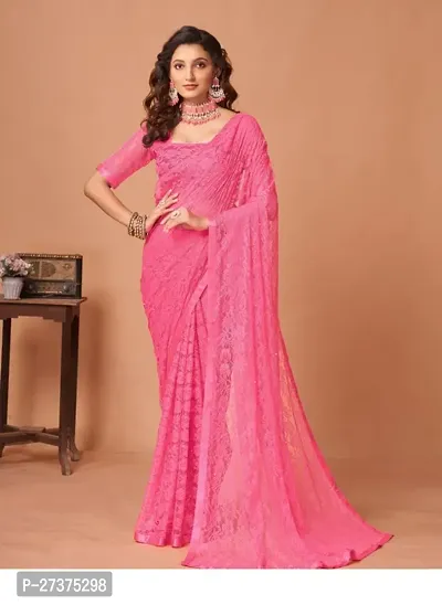 Classic Net Saree with Blouse piece-thumb0