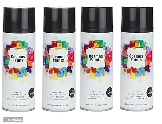 Cosmos Paints Matt Black Spray Paint 1600 ml (Pack of 4)