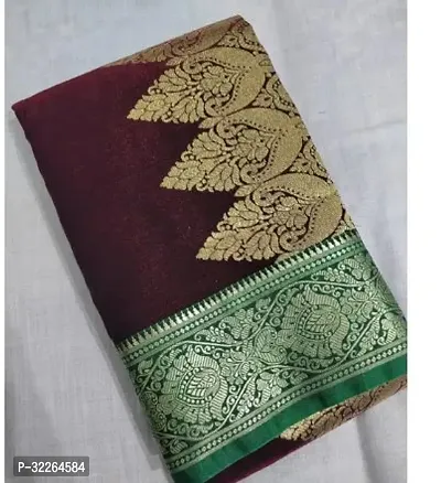 Beautiful Wine Art Silk Printed Saree With Blouse Piece For Women