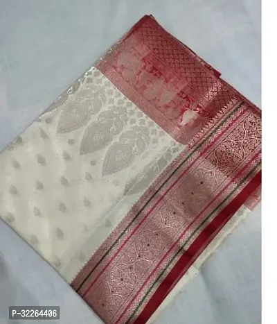 Beautiful White Art Silk Printed Saree With Blouse Piece For Women