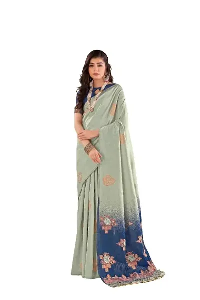 SSH Litchi Slik Kanjivaram Saree With Unstitched Weaving Buti Contrast Blouse Piece