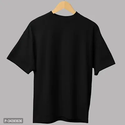 Stylish Black Cotton Printed Round Neck Tees For Men-thumb2