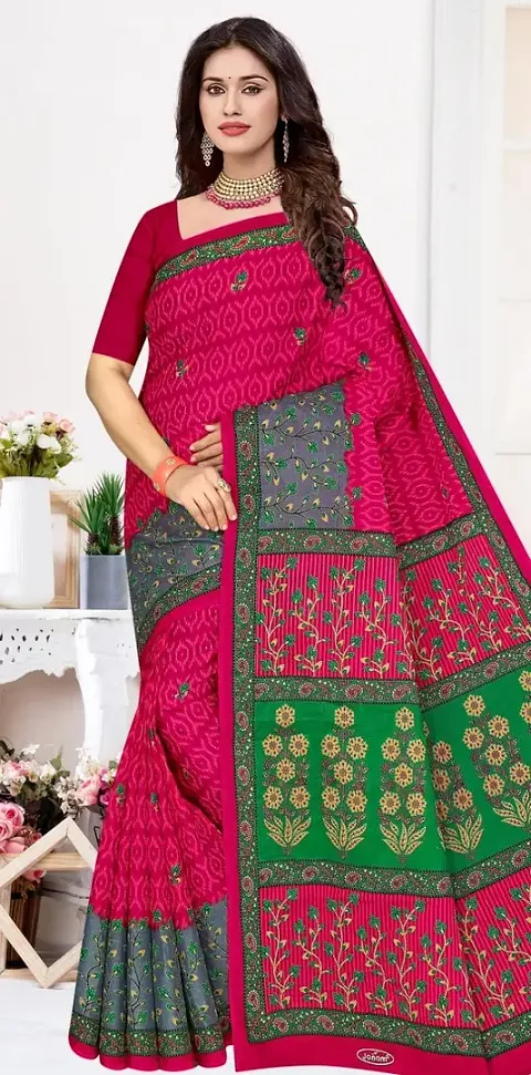 Hot Selling Cotton Saree with Blouse piece 