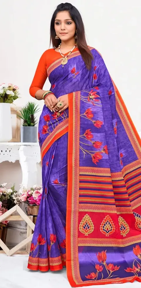 Attractive Cotton Saree with Blouse piece 