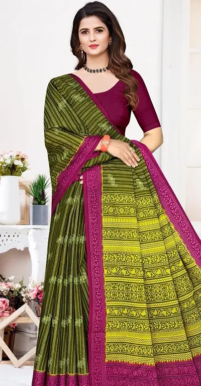 Attractive Cotton Saree with Blouse piece 