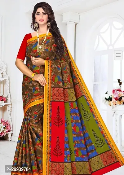 Stylish Multicoloured Cotton Printed Saree without Blouse piece For Women-thumb0