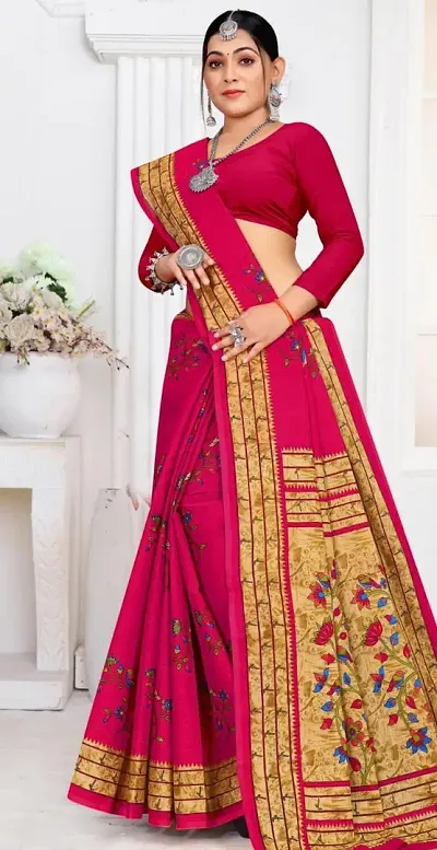 Glamorous Cotton Saree without Blouse piece 