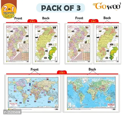 Stylish 2 In 1 Chattisgarh Map In English Hindi World Map In English Set Of 3