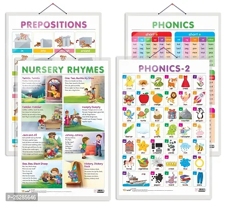 Stylish Set Of 4 Nursery Rhymes Prepositions Phonics 1 And Phonics 2 Charts