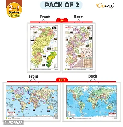 Stylish 2 In 1 Chattisgarh World Political And Physical Map In English Set Of 2